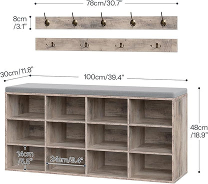 HOOBRO Shoe Storage Bench with Cushion, 39.4" L Entryway Bench with 12 Cubbies - Image 3