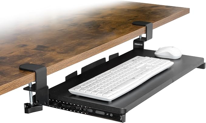 Mount-It! 24” Clamp-On Under Desk Keyboard Tray, Slide-Out Keyboard Drawer by Mount-It
