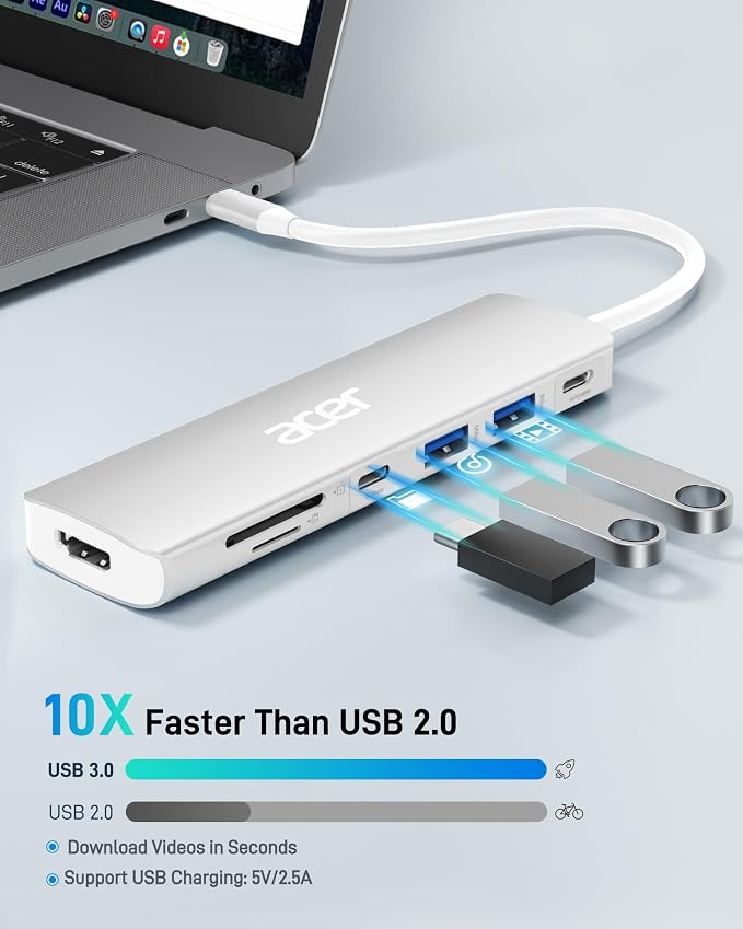 Acer USB C Dock, 7 in 1 USB-C to HDMI Hub, 2 USBA 3.1 GEN1 and 5Gbps Type-C - Image 4