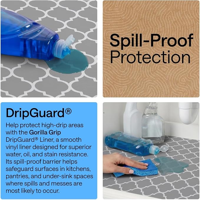 GORILLA GRIP DripGuard Shelf Liner, Non-Adhesive Drawer and Kitchen Cabinet - Image 3