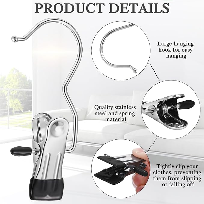 Yinder 250 Pcs Boot Hangers Clips Laundry Hooks Hanging Stainless Steel Clothes - Image 4