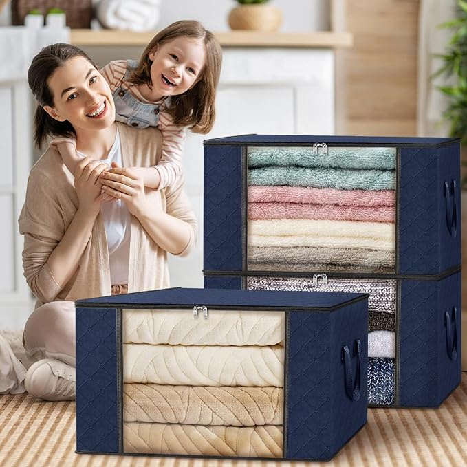 Fab totes Storage Bags, Clothes Blanket Storage Bins Foldable Closet Organizers - Image 7
