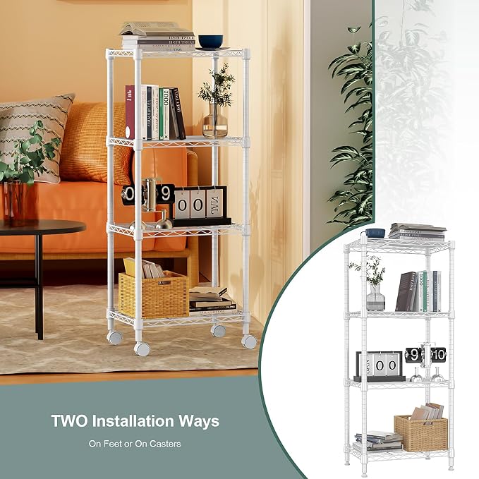 1000 lbs 4-Shelf Adjustable Heavy Duty Steel Wire Rack, Adjustable Storage - Image 6