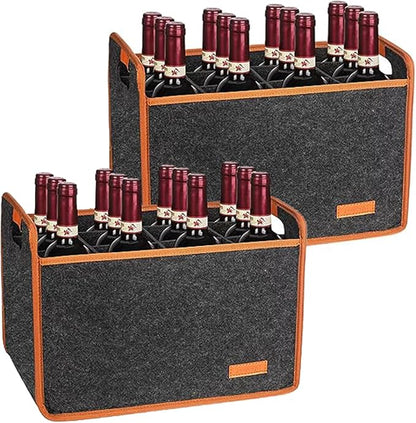 2 Pack 12 Bottle Wine Tote Bag, Insulated Thermal Padded Wine Carrier Tote by Foyego