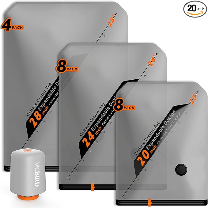 Rechargeable Wireless Pump Travel Storage Bags Set by Vacbird