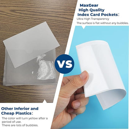 MaxGear 3" x 5" Index Card Holder, 52 Pack Label Holders - Image 4