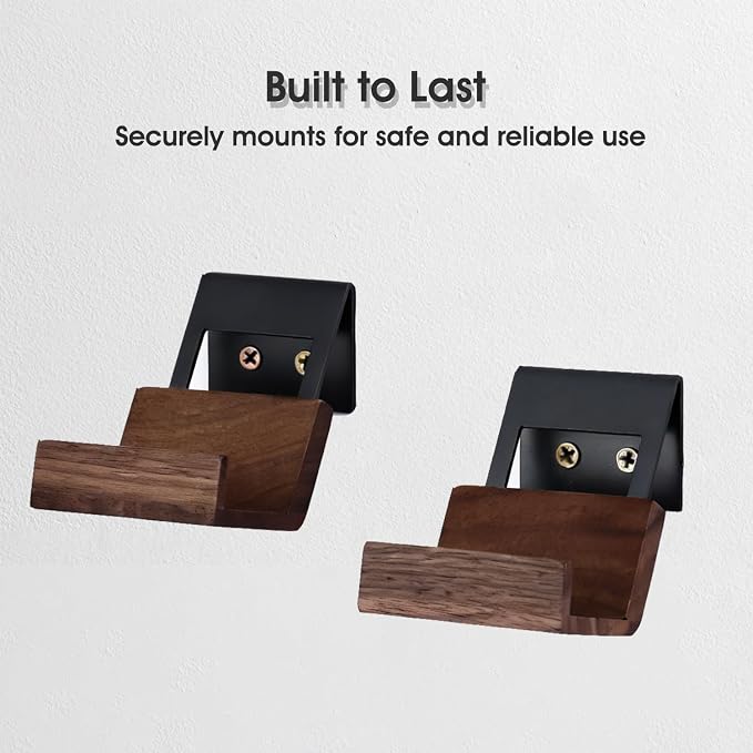 NIRVASH Walnut Controller Wall Mount, Wood Game Controller Holder Stand & - Image 6
