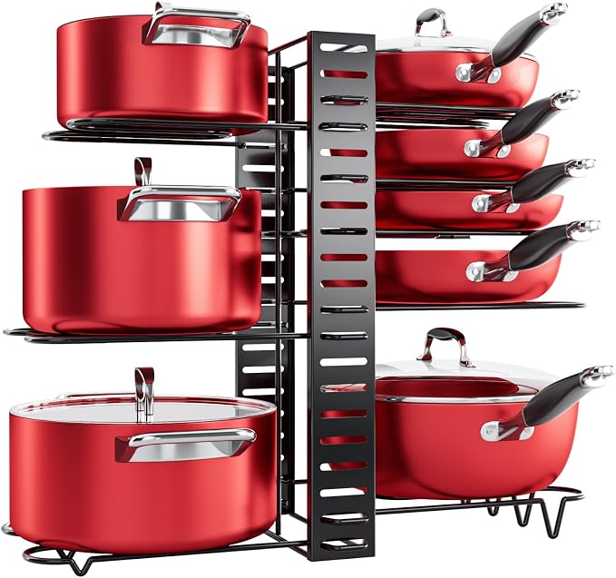 MUDEELA 8-Tier Pots and Pans Organizer under Cabinet, 16.61" Height Light Duty by MUDEELA