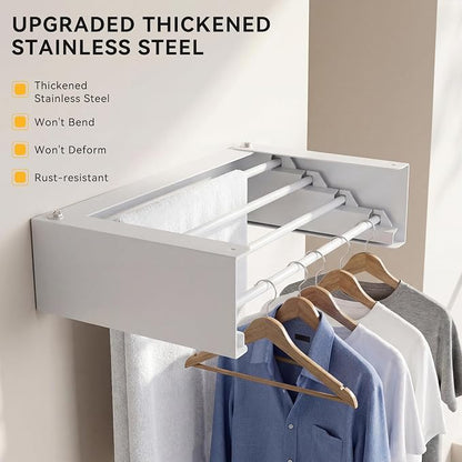Wall Mounted Drying Rack, 23.6" Retractable Clothes Drying Rack, Heavy Duty - Image 6