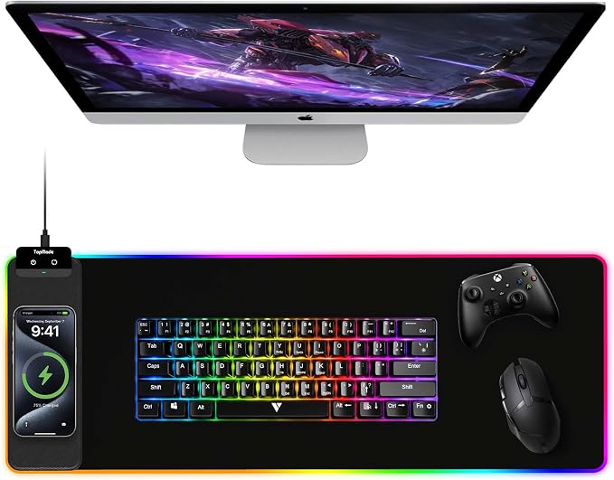 TopMade Mouse Pad with Wireless Charging, 31.5" x 11.81" Large Desk Mat RGB by TopmadeProduct-Ordernow