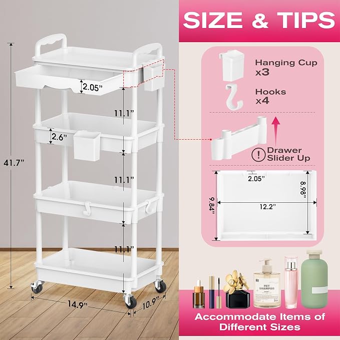 Goovilla Rolling Makeup Organizer Cart - Image 2