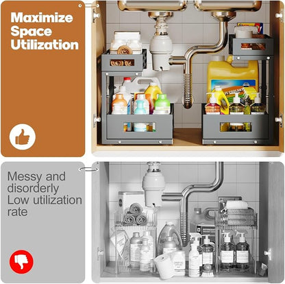 1-Pack Under Sink Organizers and Storage, 2-Tier L Shape Pull Out Cabinet - Image 7