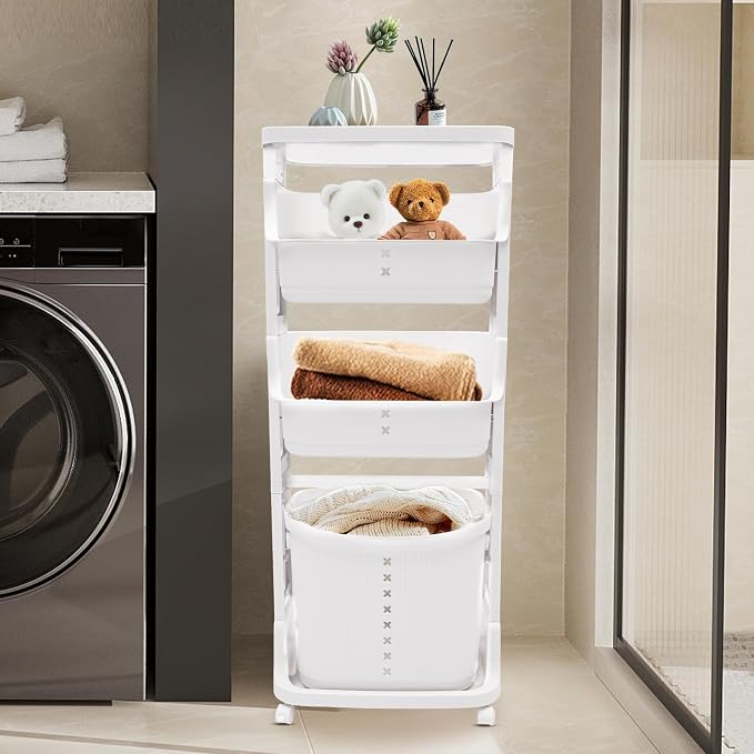 4-Tier Rolling Laundry Hamper - Image 2