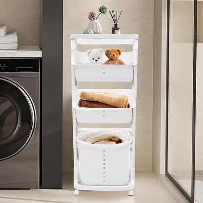 4-Tier Rolling Laundry Hamper - Image 2