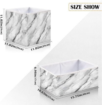 White Marble with A Hint of Black Pattern Closet Organizers Storage Cubes - Image 3