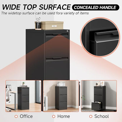 3 Drawer File Cabinet with Lock, Vertical Filing Cabinets - Image 6