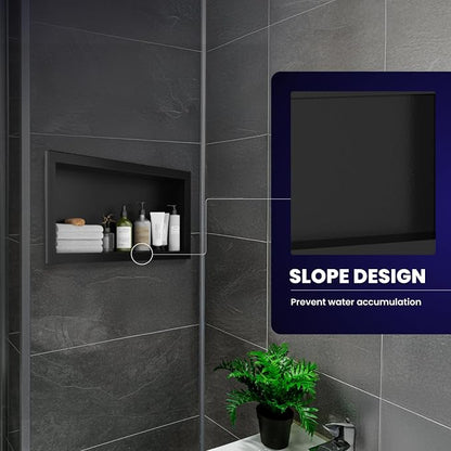 12" x 24" Stainless Steel Shower Niche, Single Waterproof Shelves, No-Tile - Image 5