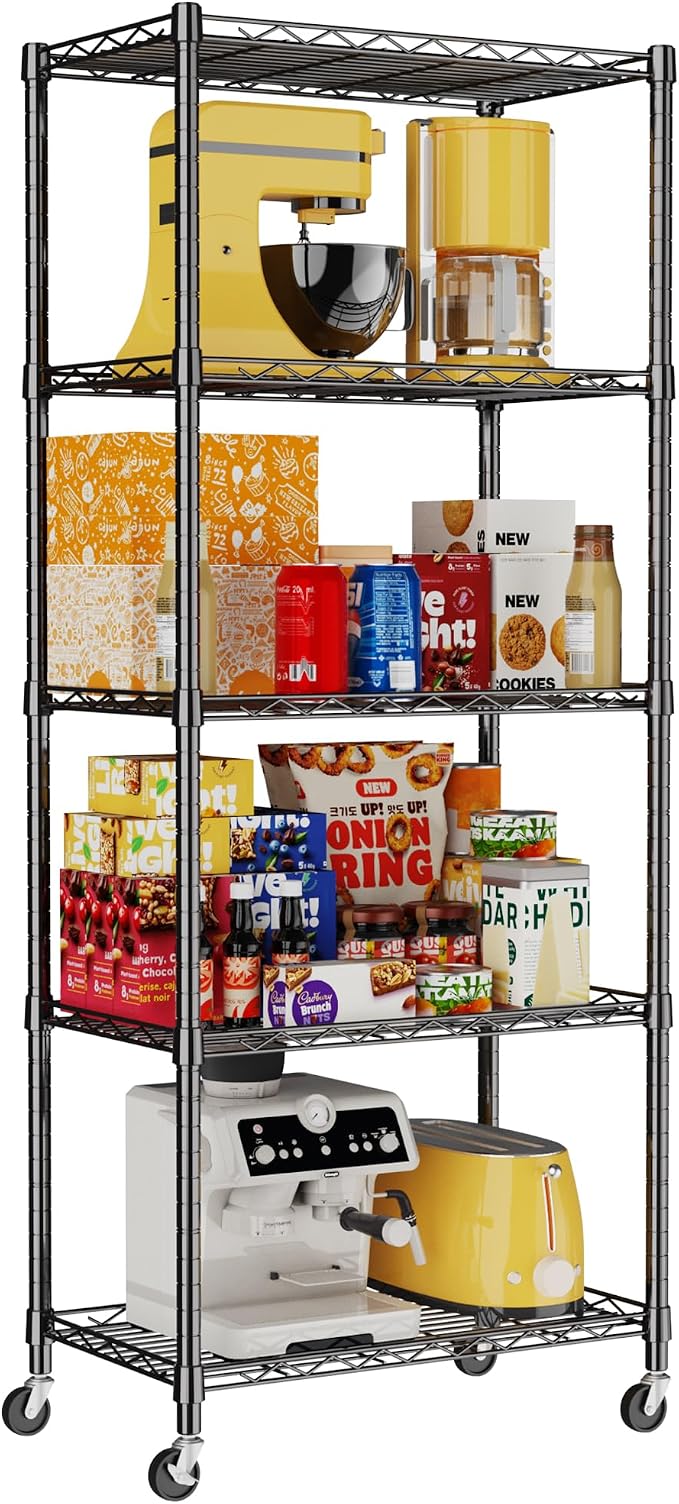 REGILLER 5-Wire Shelving Metal Storage Rack Adjustable Shelves, Standing - Image 8