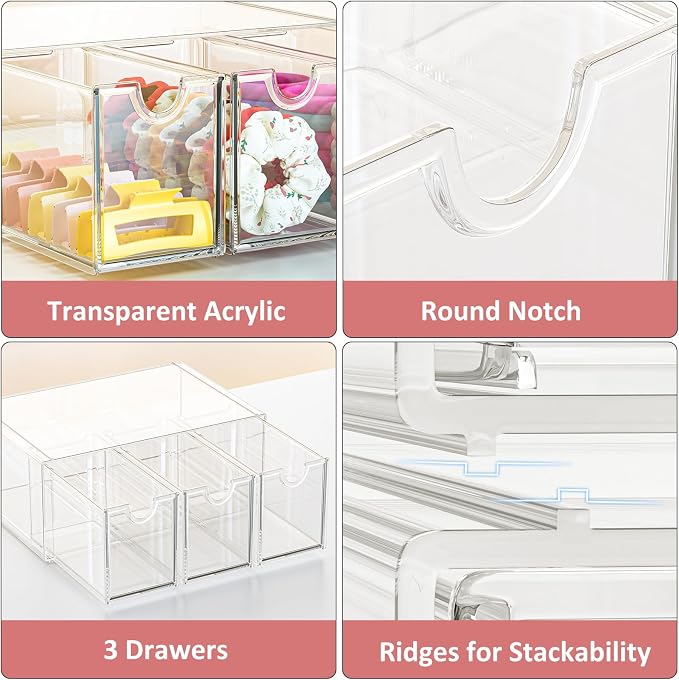 Hair Accessories Organizer for Girls, Cute Stackable Storage Container Caddy - Image 3