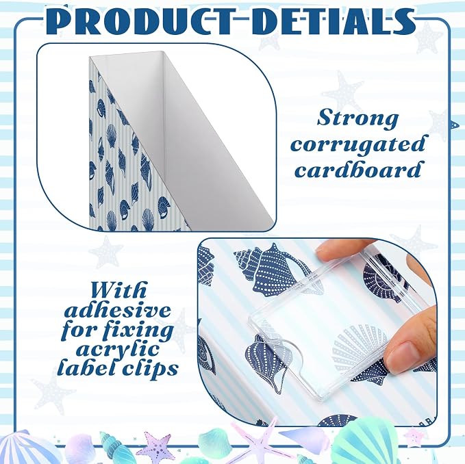 Coastal Magazine File Holder Decorative Set of 4 | Foldable Magazine Storage - Image 4