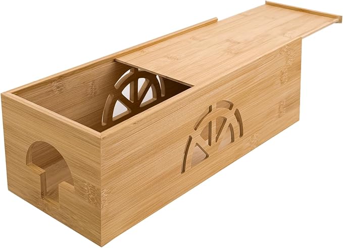 Bamboo Cable Management Box, Extra Large Cord Organizer Box, Power Strips Hider by binaural