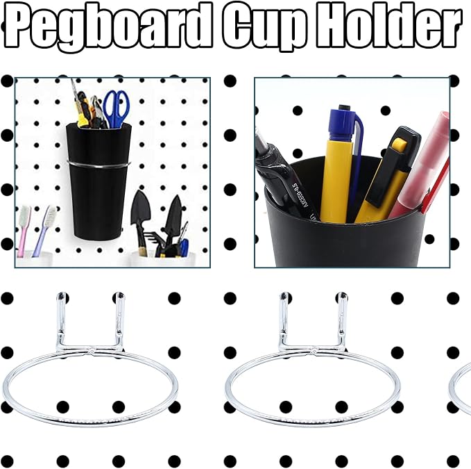 6 Set Pegboard Bins with Rings, Pegboard Cups Included, Pegboard Cup Holder - Image 3