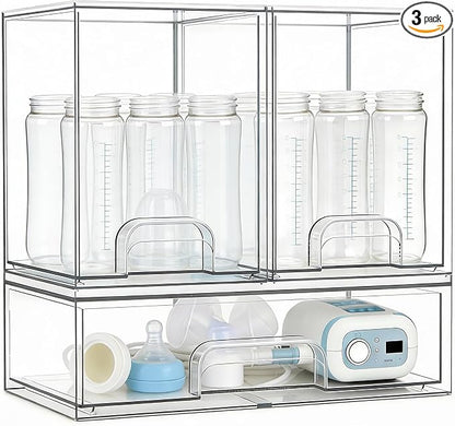 Baby Bottle Organizer, Large Capacity Stackable Acrylic Storage by Gajiuhon