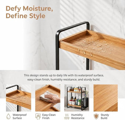 2-Tier Wood Bathroom Counter Organizer - Image 4