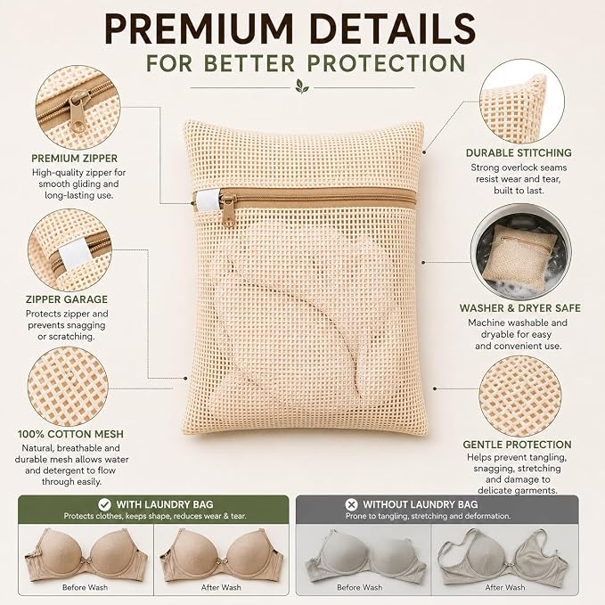6-Pack Laundry Bags, Durable Cotton Mesh - Image 6