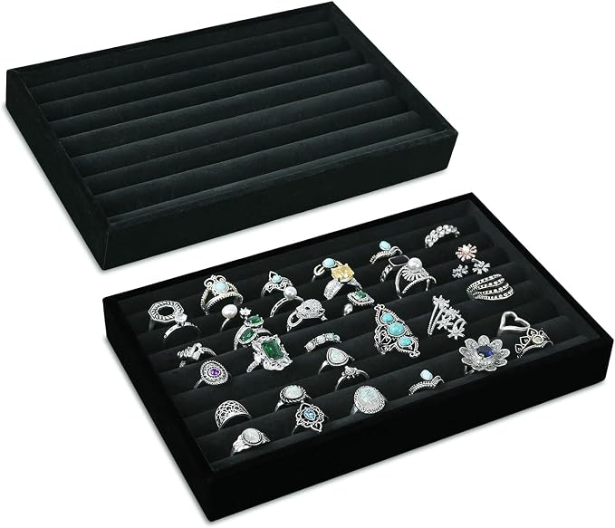 MOOCA 2 Pcs Set Ring Tray Display, Ring Showcase Display Jewelry Organizer Stand by Mooca