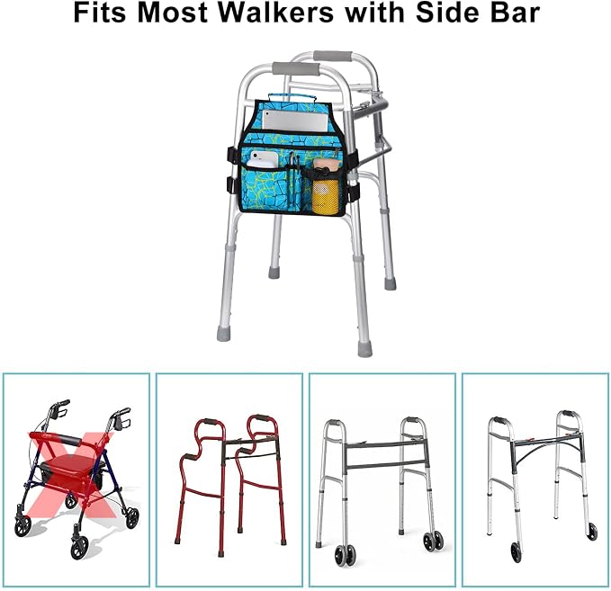 supregear Side Walker Bag, Walker Accessories Bag w/Cup Holder, Folding Walker - Image 6