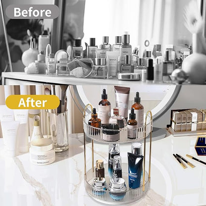 360 Rotating Makeup Organizer, 2 Tier Large Capacity Make Up Organizers and - Image 5