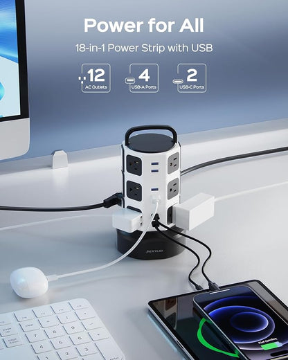 【10ft】 Power Strip Tower JACKYLED Surge Protector Electric Charging Station - Image 2