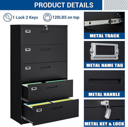 Lateral File Cabinet with 5 Drawers - Image 7