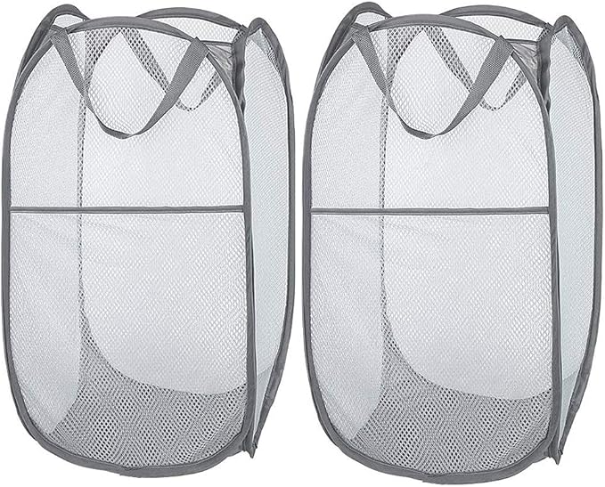 Larpur 2 Pcs Popup Mesh Laundry Baskets, Collapsible and Portable Clothes by Larpur