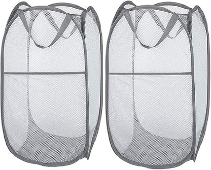 Larpur 2 Pcs Popup Mesh Laundry Baskets, Collapsible and Portable Clothes by Larpur