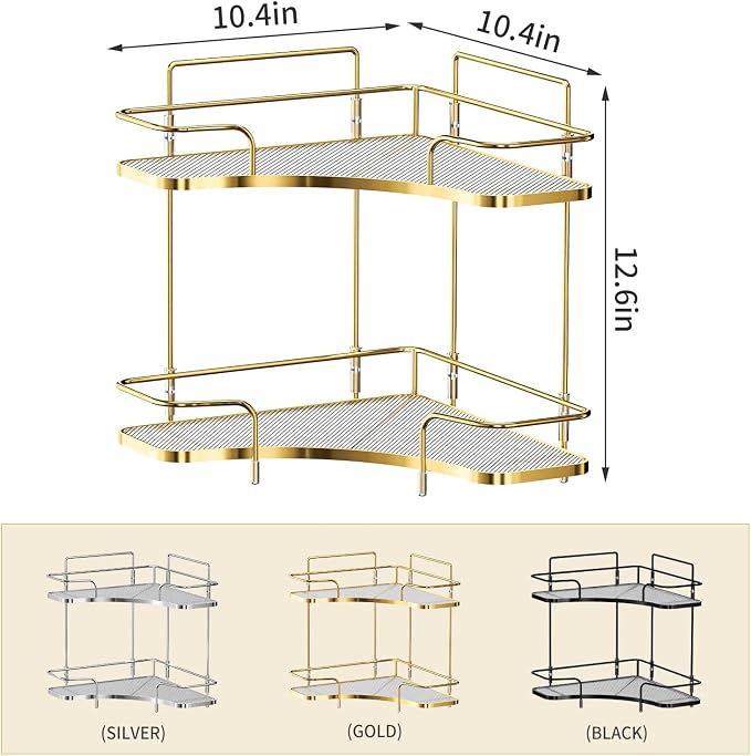 Seoneiro 2 Tier Corner Bathroom Counter Organizer, Cosmetic Skincare Organizer - Image 2
