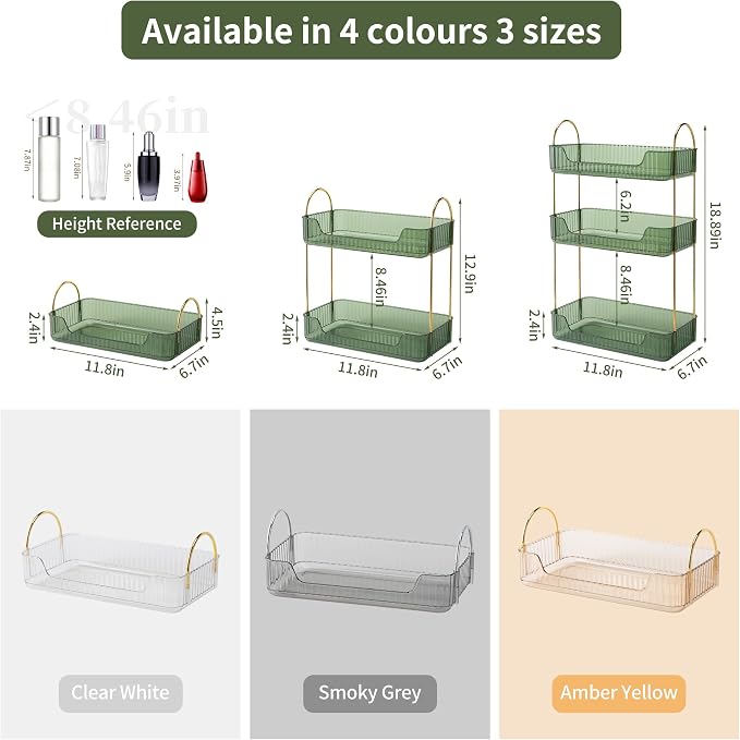YCIA&DONE Bathroom Organizer Countertop, Makeup Storage, Skincare Cosmetic Tray - Image 5