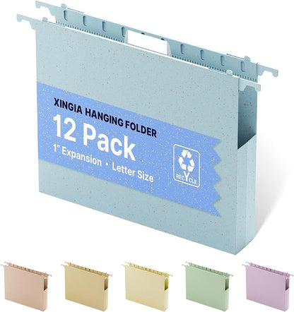 Extra Capacity Hanging File Folder Letter Size, 12 Pack Heavy Duty 1 Inch by Unknown