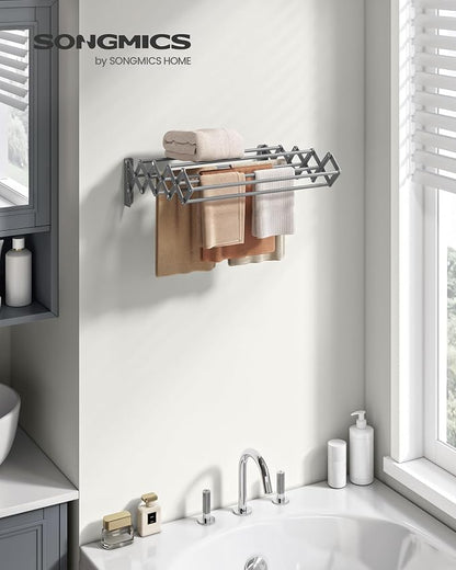 SONGMICS Clothes Drying Rack, Wall-Mounted Drying Rack Clothing, Small - Image 2