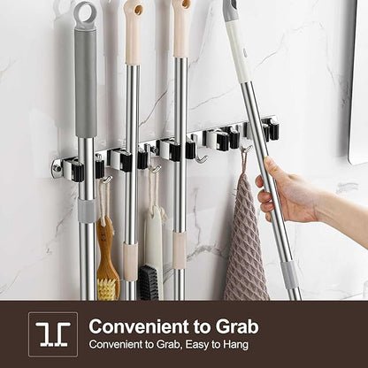 2 Pack Broom Holder Wall Mount, Stainless Steel Broom Hanger Wall Mount - Image 2