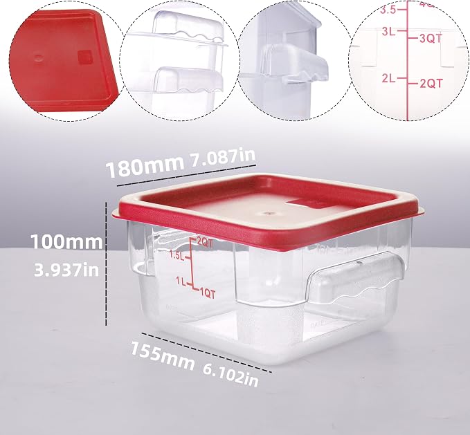 2 Pack RED Square Food Storage Container - Image 2