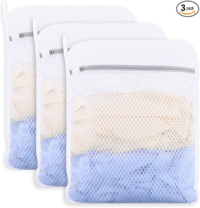 3-Pack Durable Honeycomb Mesh Laundry Bags by Dntorx