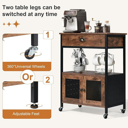 Catrimown Coffee Cart Station, Coffee Stand Station, Small Microwave Stand - Image 2