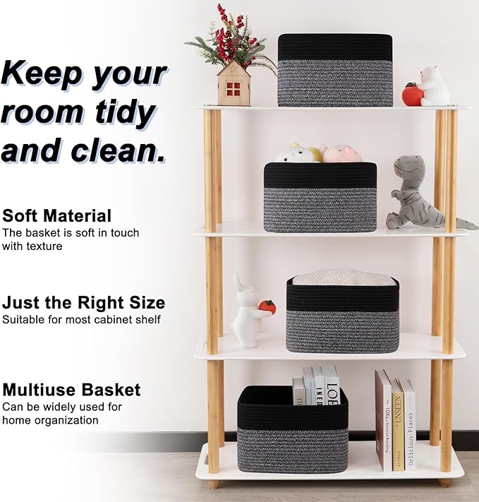 4 Pack Storage Baskets for Organizing, Woven Baskets for Shelves - Image 4