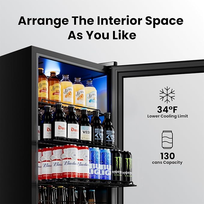 Yeego Beverage Refrigerator Cooler, 130 Cans Mini Fridge - Image 3