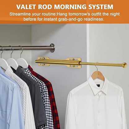 Valet Rod for Closet Pull Out, Rod for Bedroom Laundry Room Bathroom, Brushed - Image 3