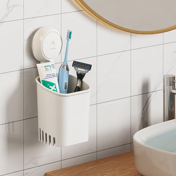 LEVERLOC Powerful Suction Cup Toothbrush Holder, Drill-Free Wall Shower Holder - Image 10
