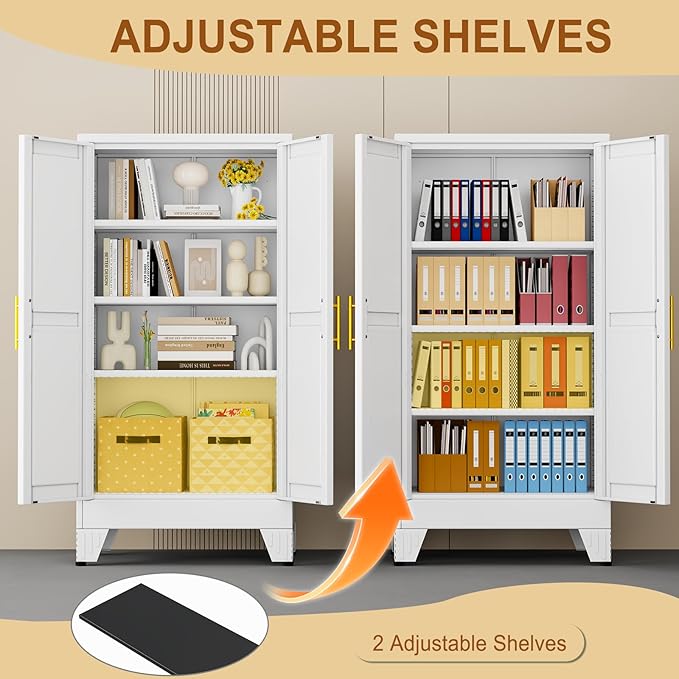 47" White Metal Storage Cabinet - Image 6