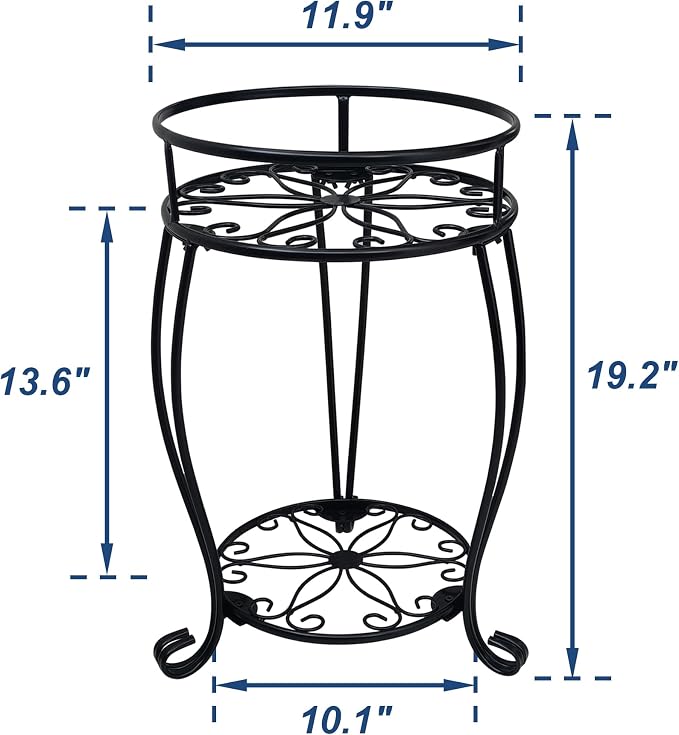 CASIMR 2 Tier Plant Stand, 19.2 inch Tall Metal Potted Holder Rack, Indoor - Image 7